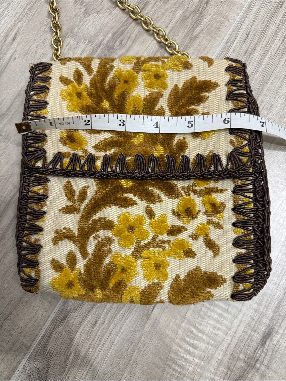 Vintage 60s Italian Floral Tapestry shoulder purse - Picture 7 of 8